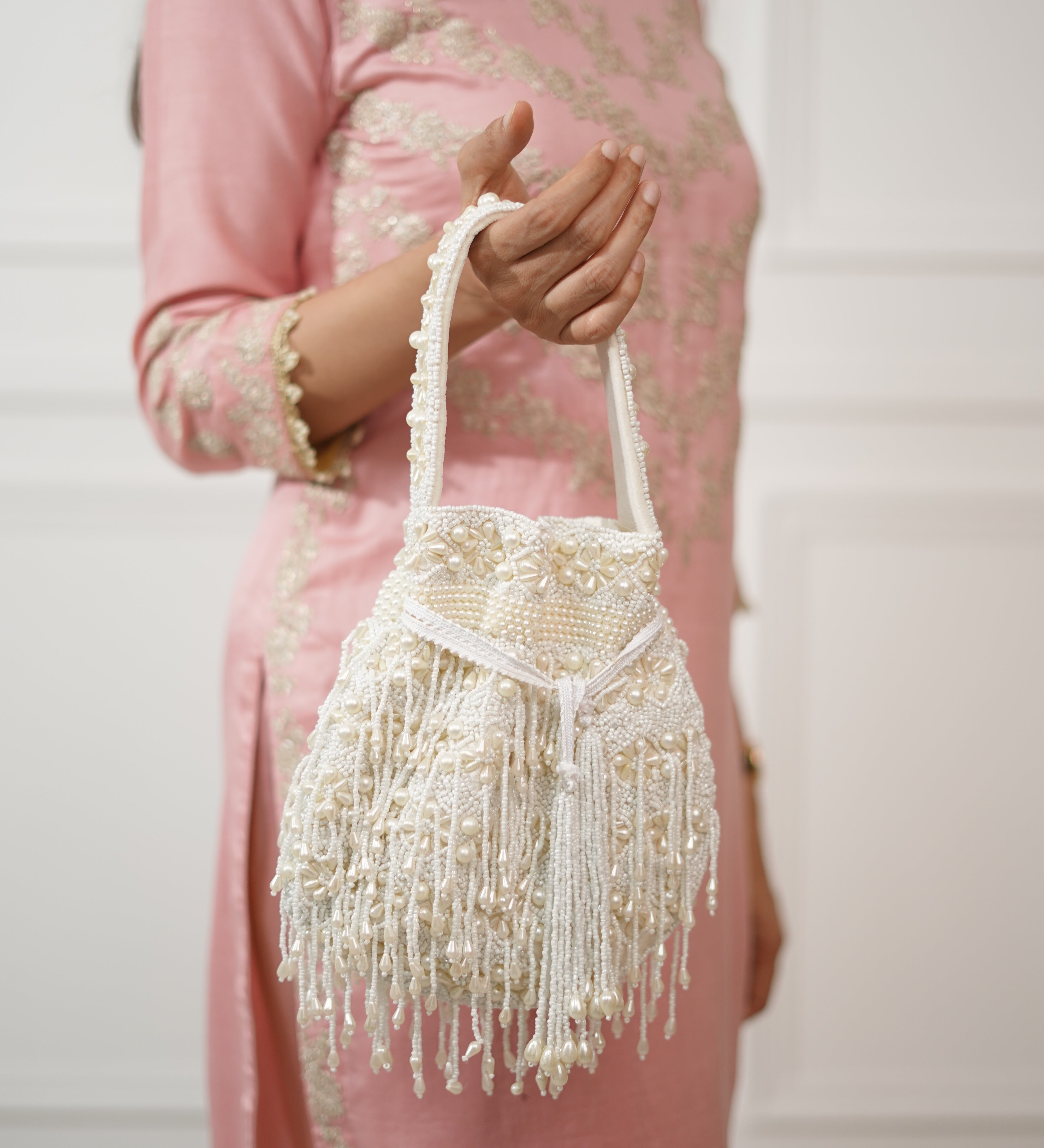 Chandni Pearl Fringe Potli