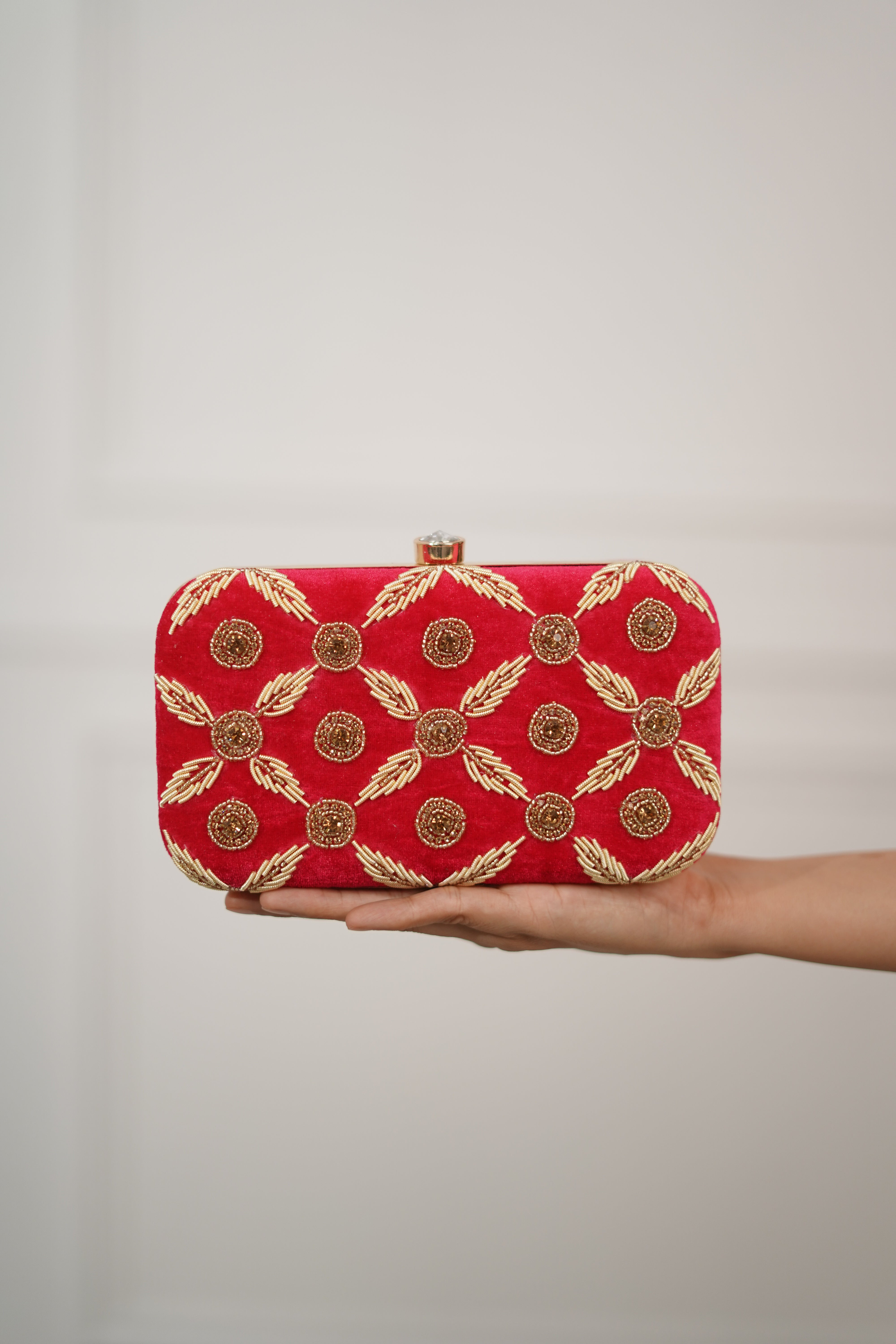 Gulabo Red Velvet Handcrafted Clutch