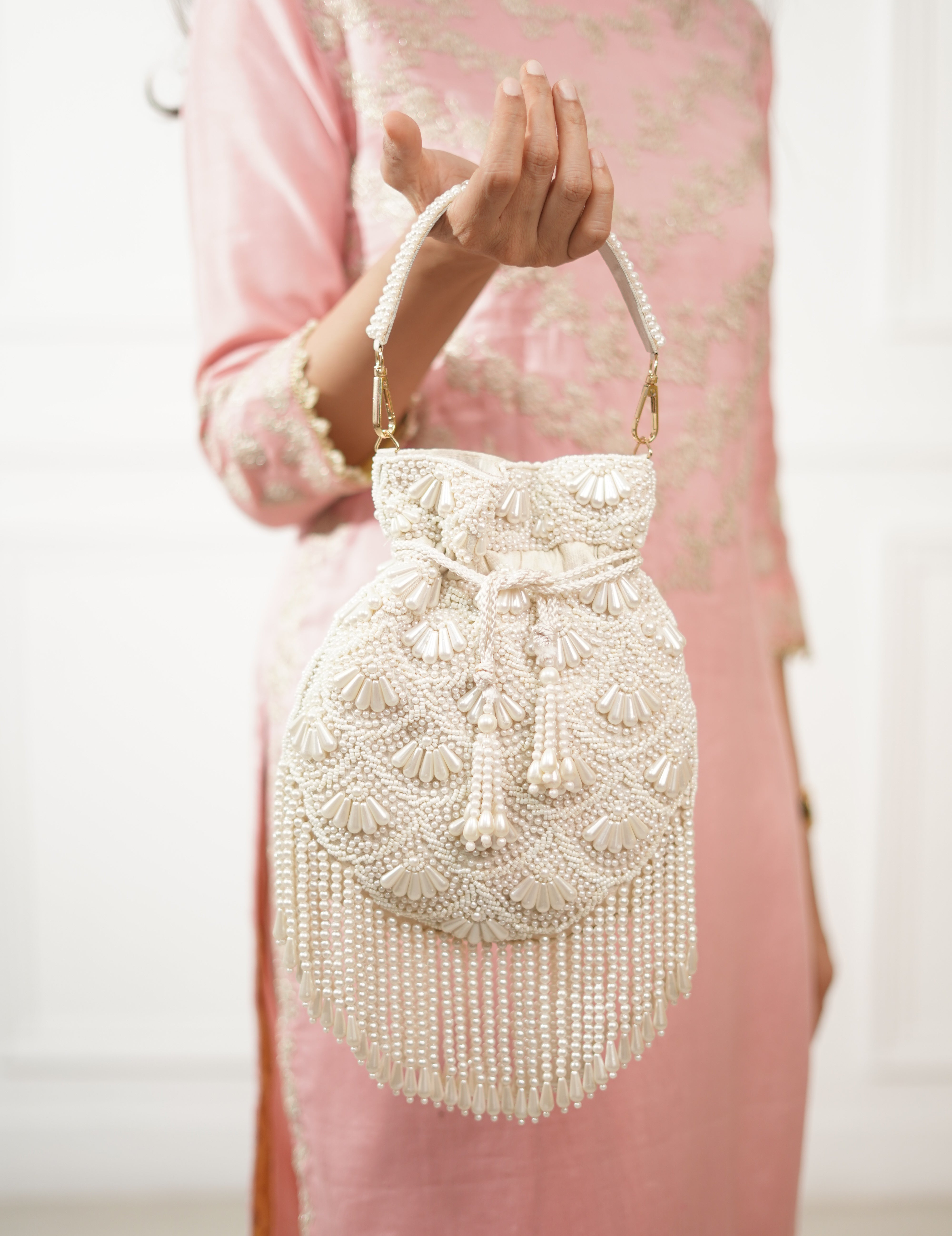 Sahira Ivory Pearl Embellished Potli