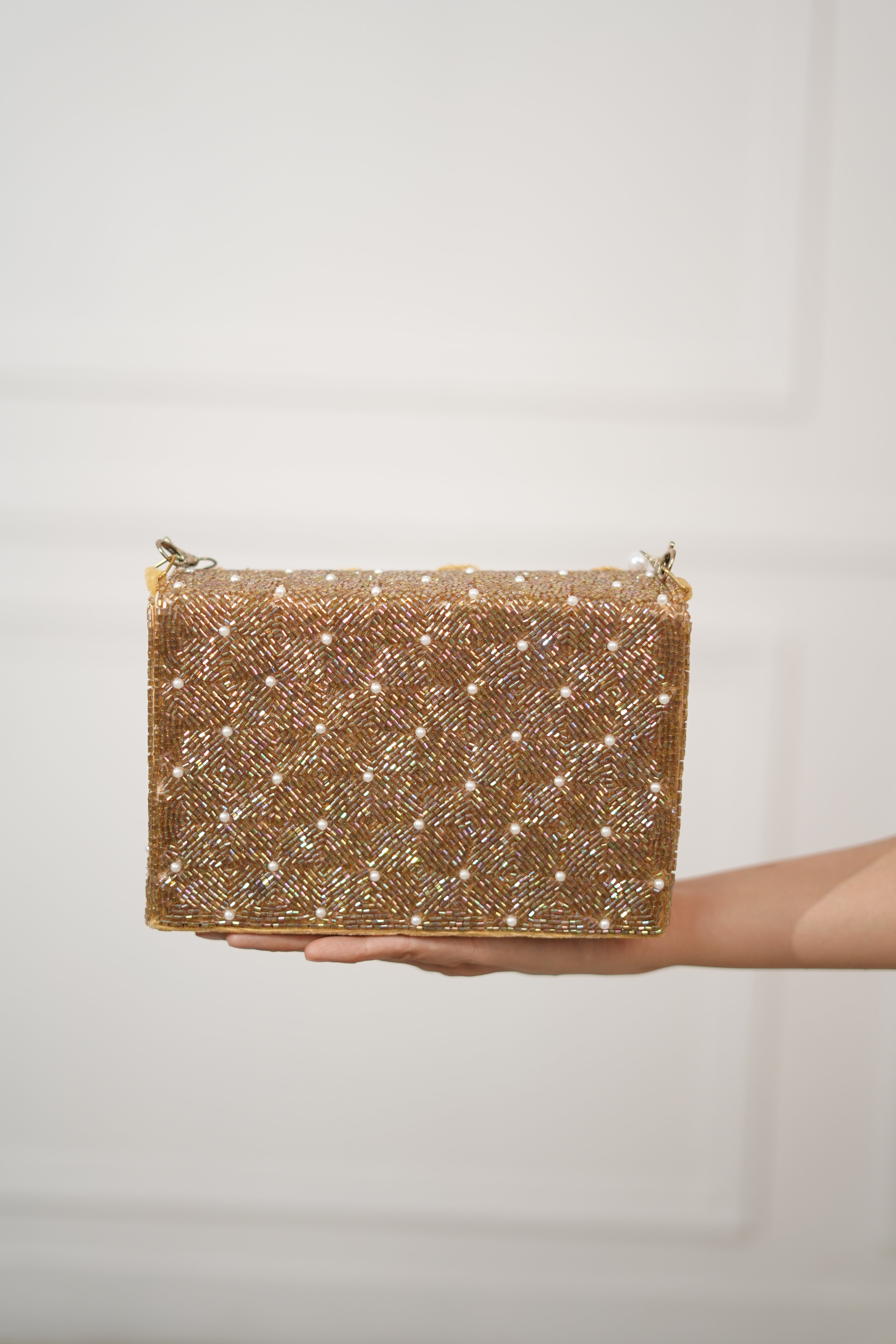 Sona Gold Beaded Box Bag