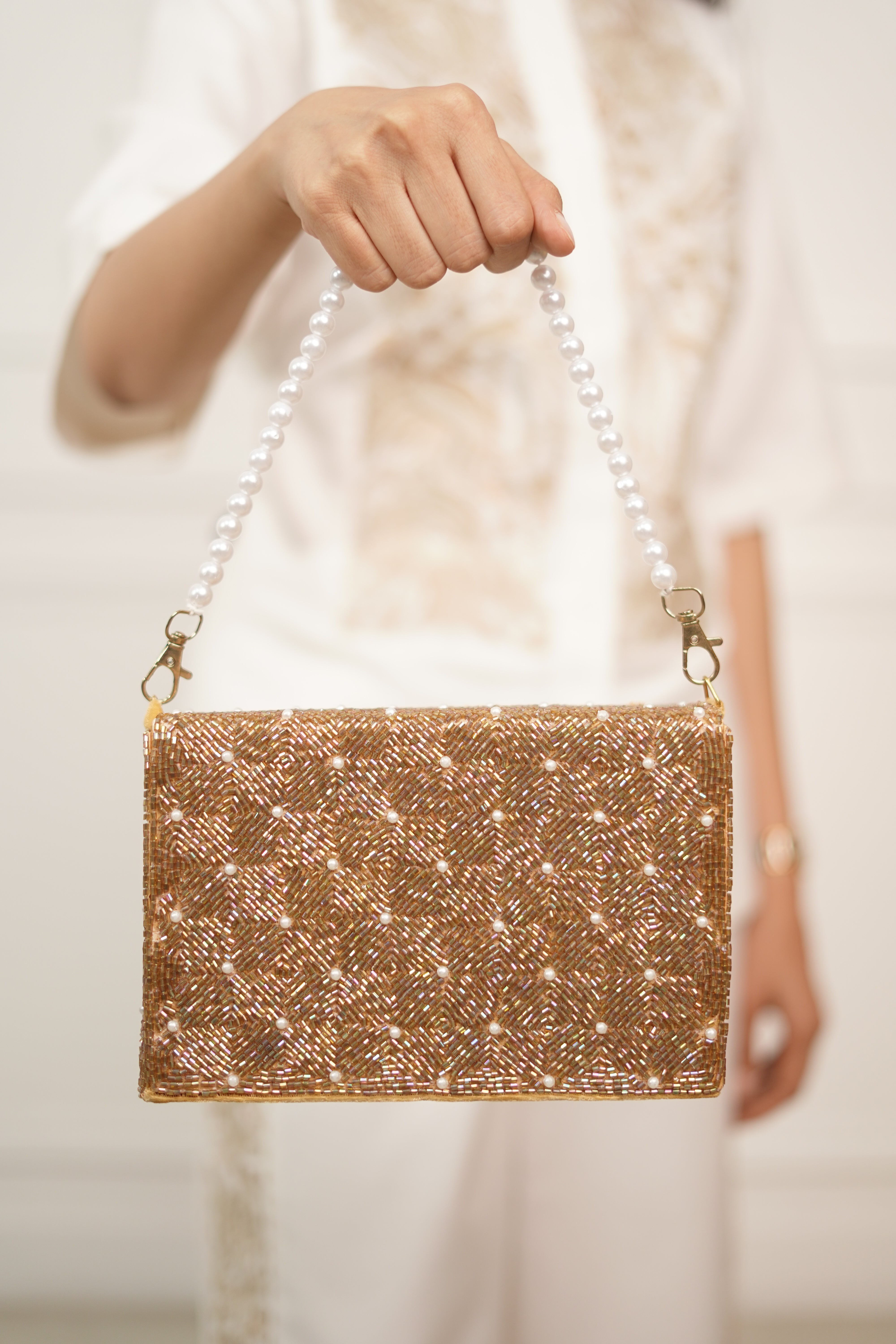 Sona Gold Beaded Box Bag